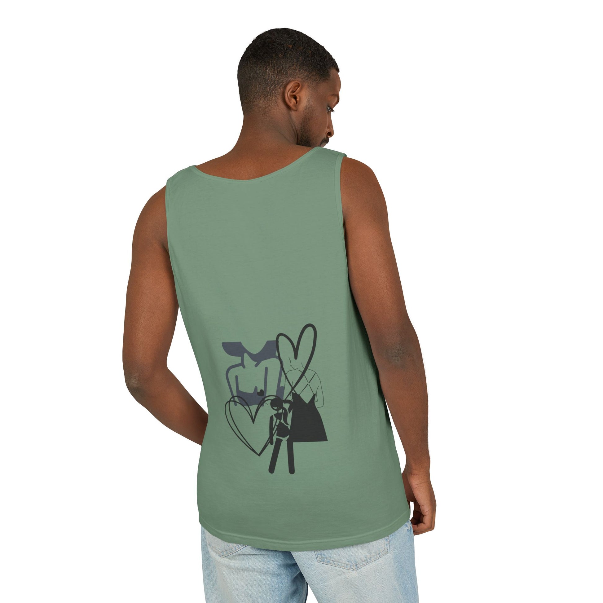 Abstract Love Graphic Tank Top — Minimalist Couple Heart Artwork