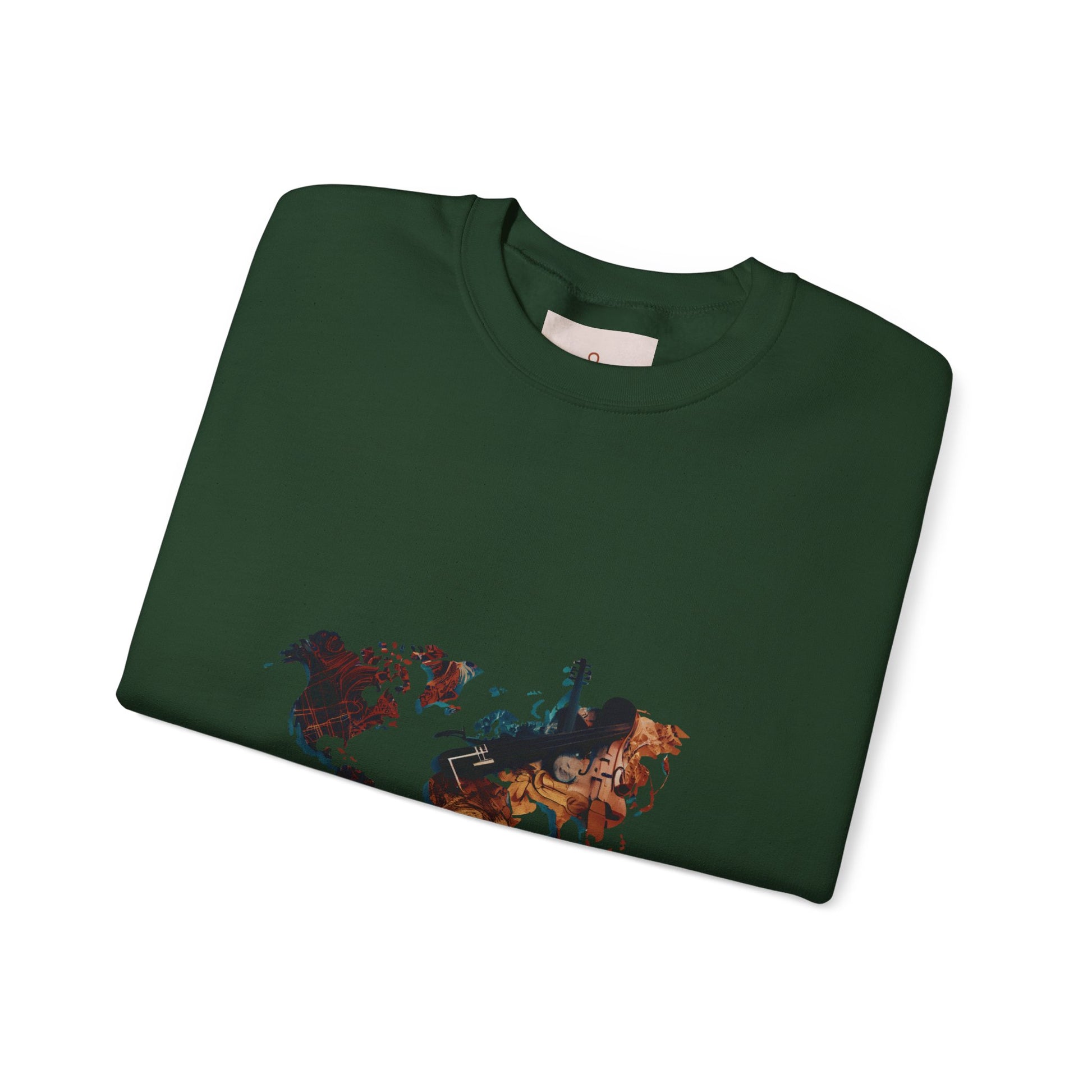 World Map Marble Crewneck Sweatshirt — Artistic Travel Map Pullover