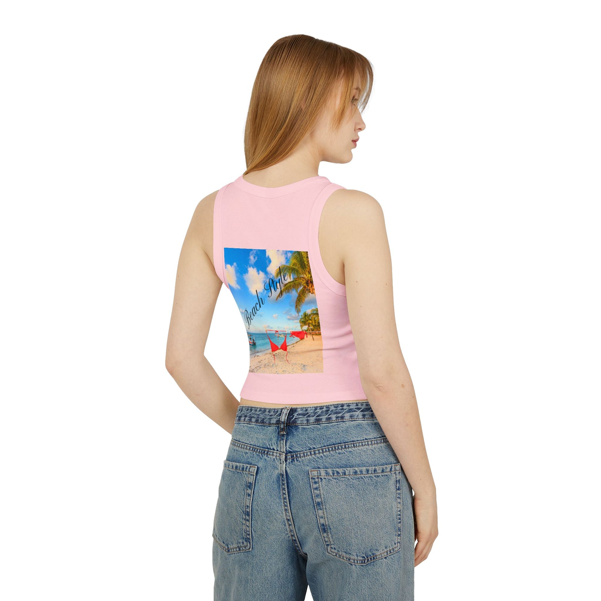 Beach Vibes Racer Tank Top — 'Beach Mode' Tropical Summer Crop