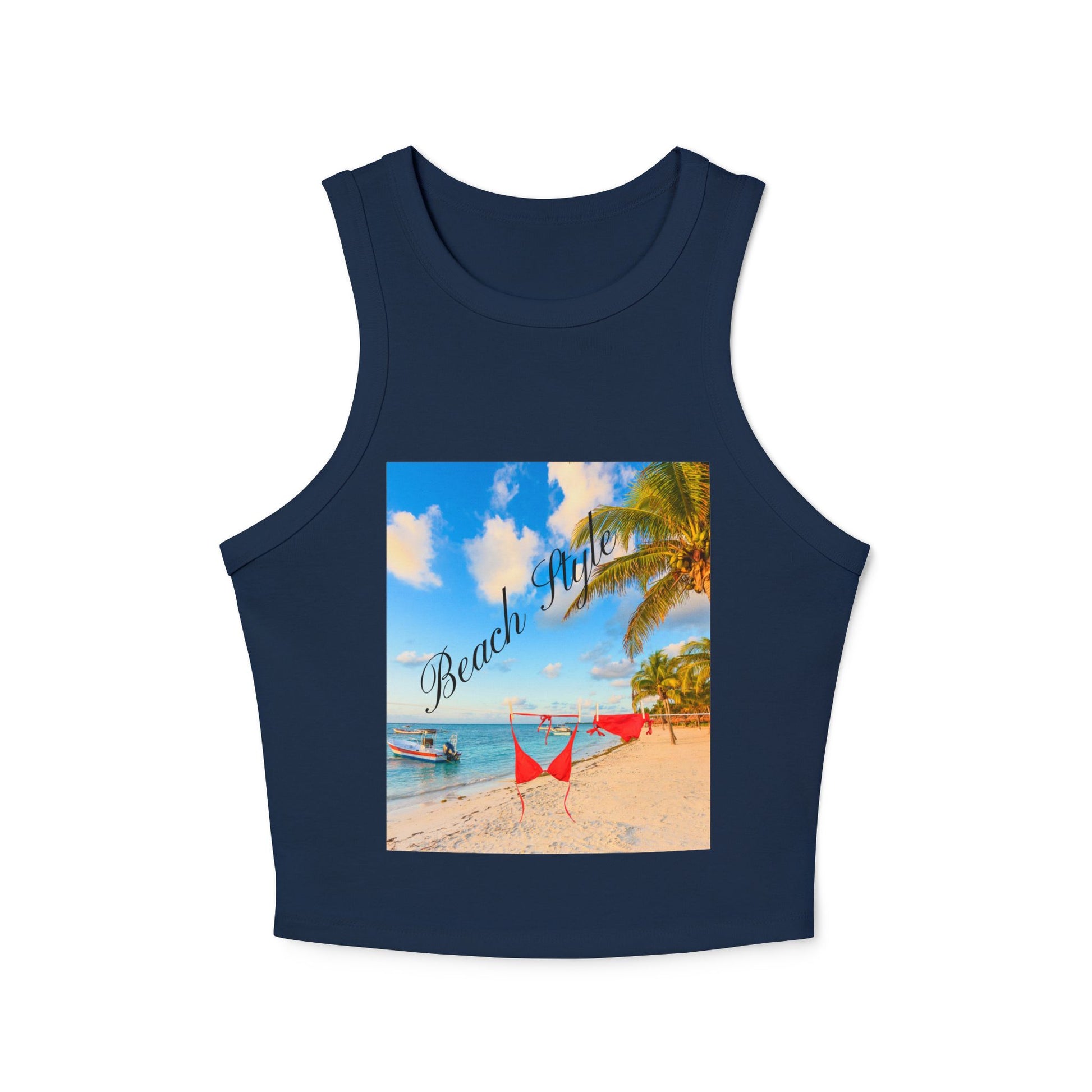 Beach Vibes Racer Tank Top — 'Beach Mode' Tropical Summer Crop