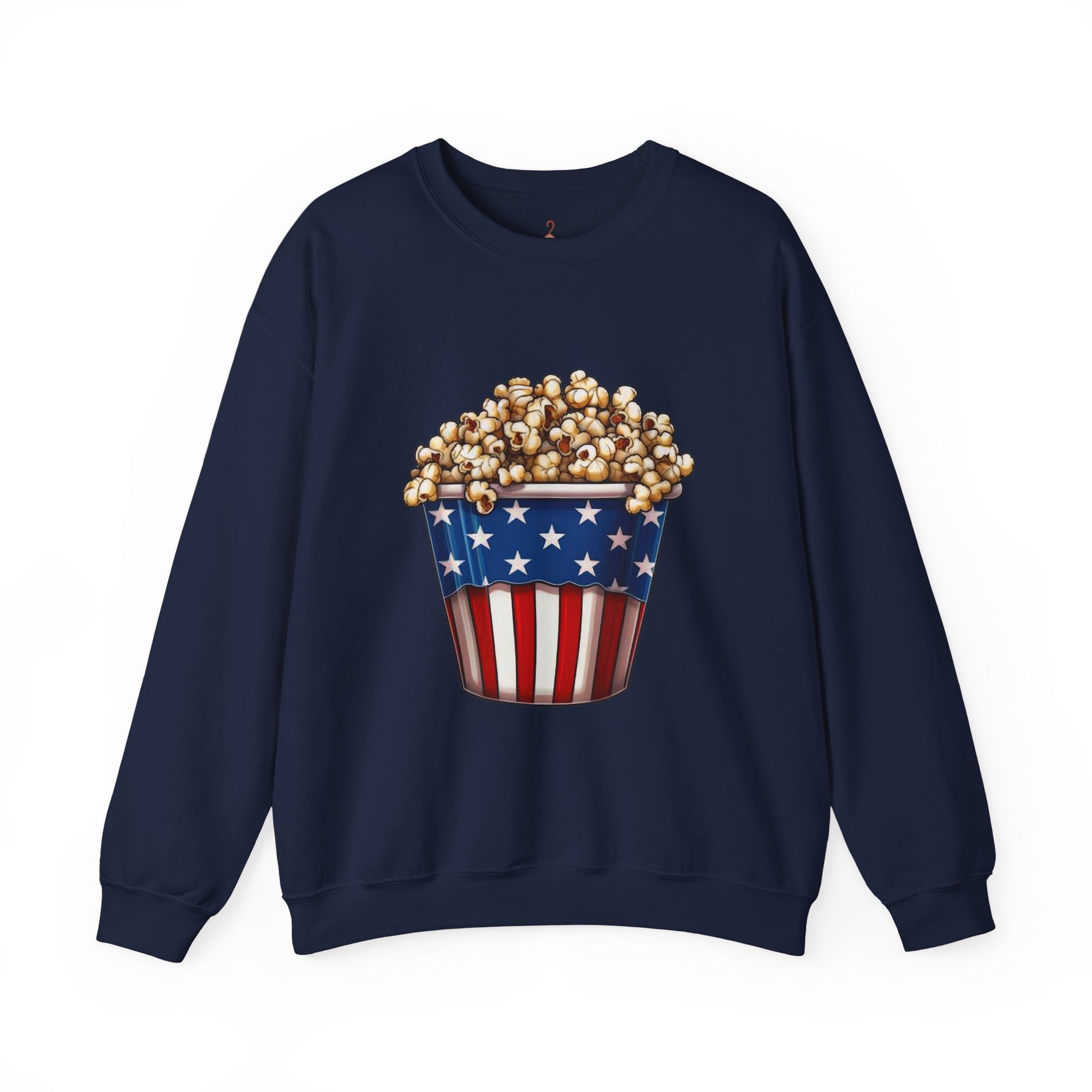American Flag Popcorn Sweatshirt – Patriotic 4th of July Crewneck