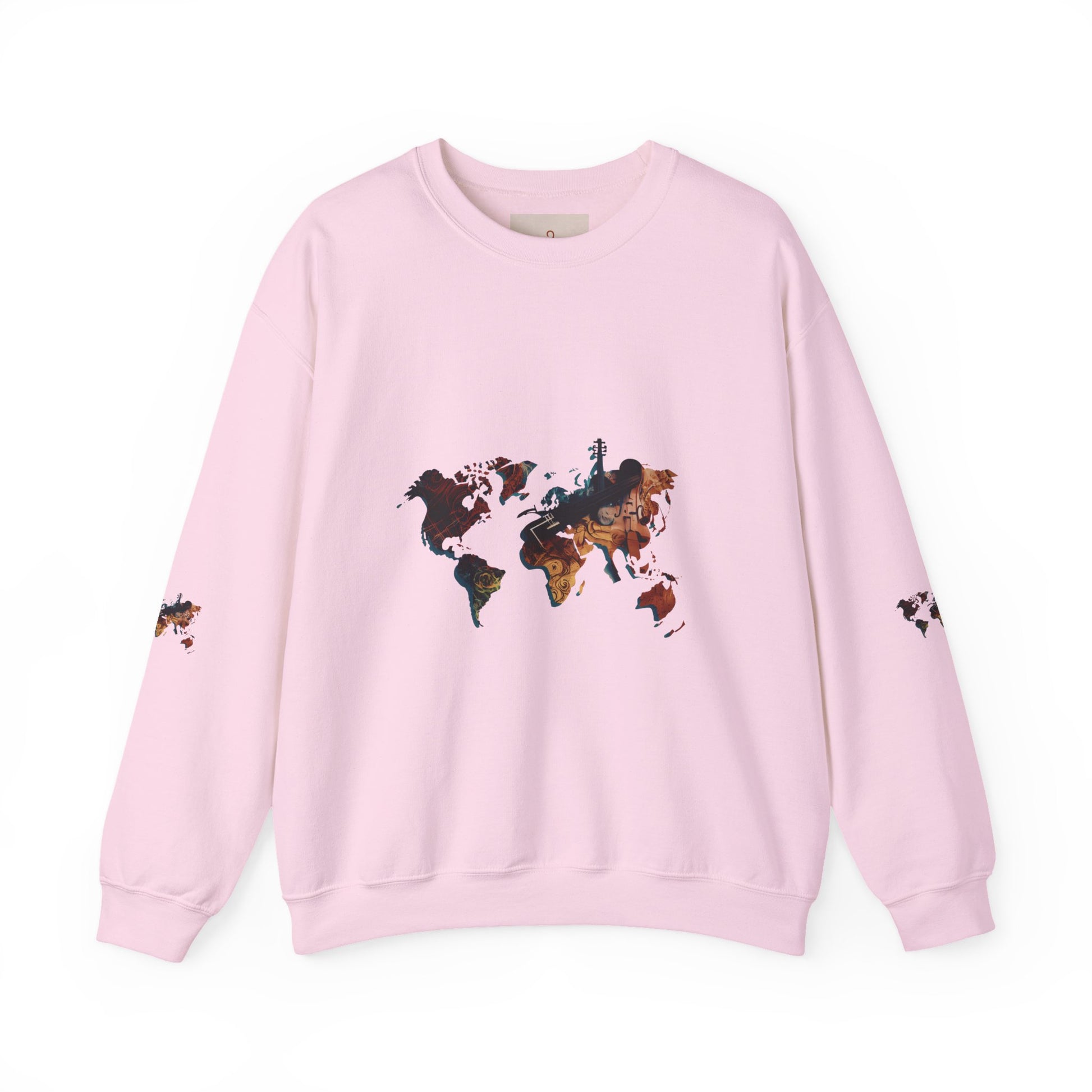 World Map Marble Crewneck Sweatshirt — Artistic Travel Map Pullover