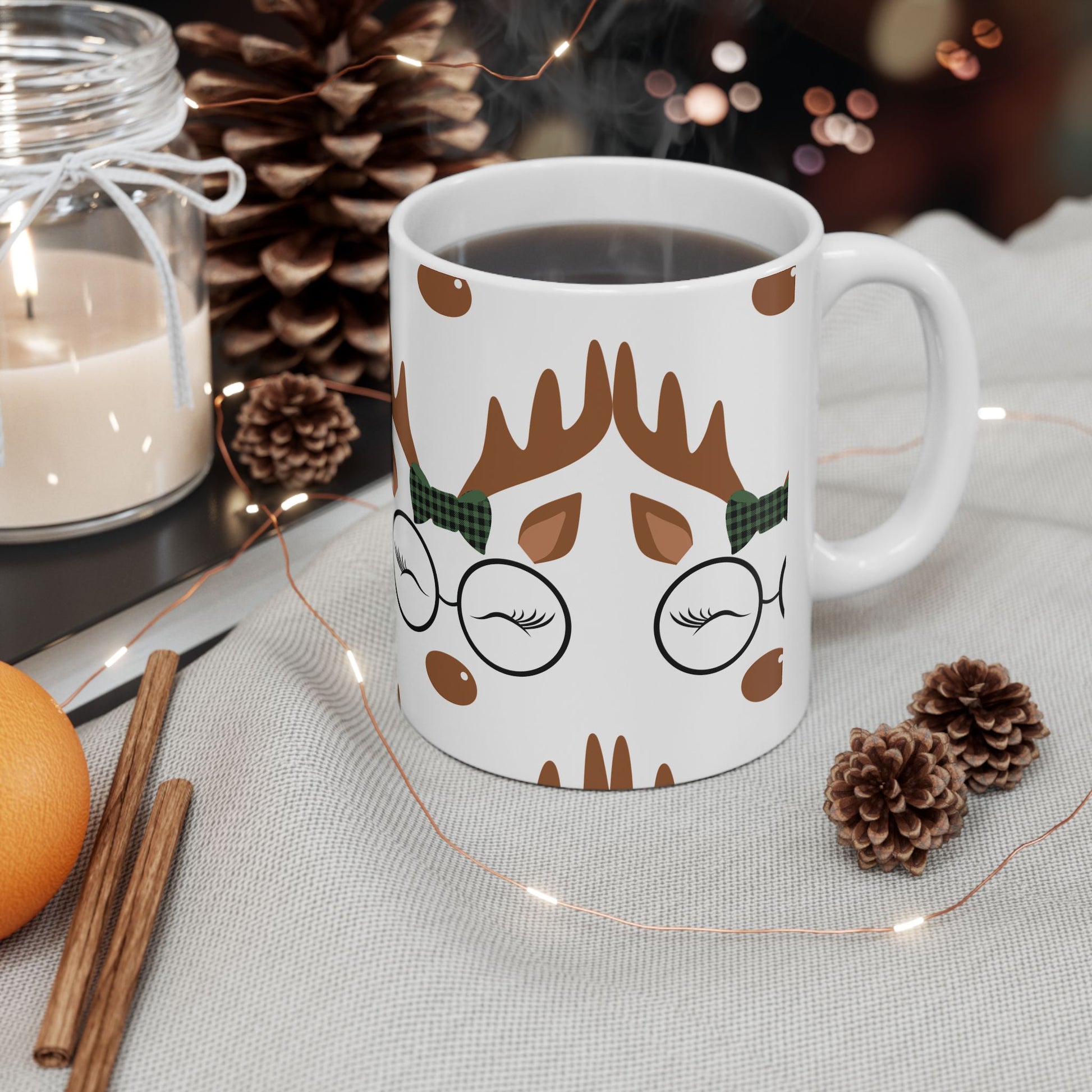 Festive Reindeer Ceramic Mug - Perfect for Holiday Cheer