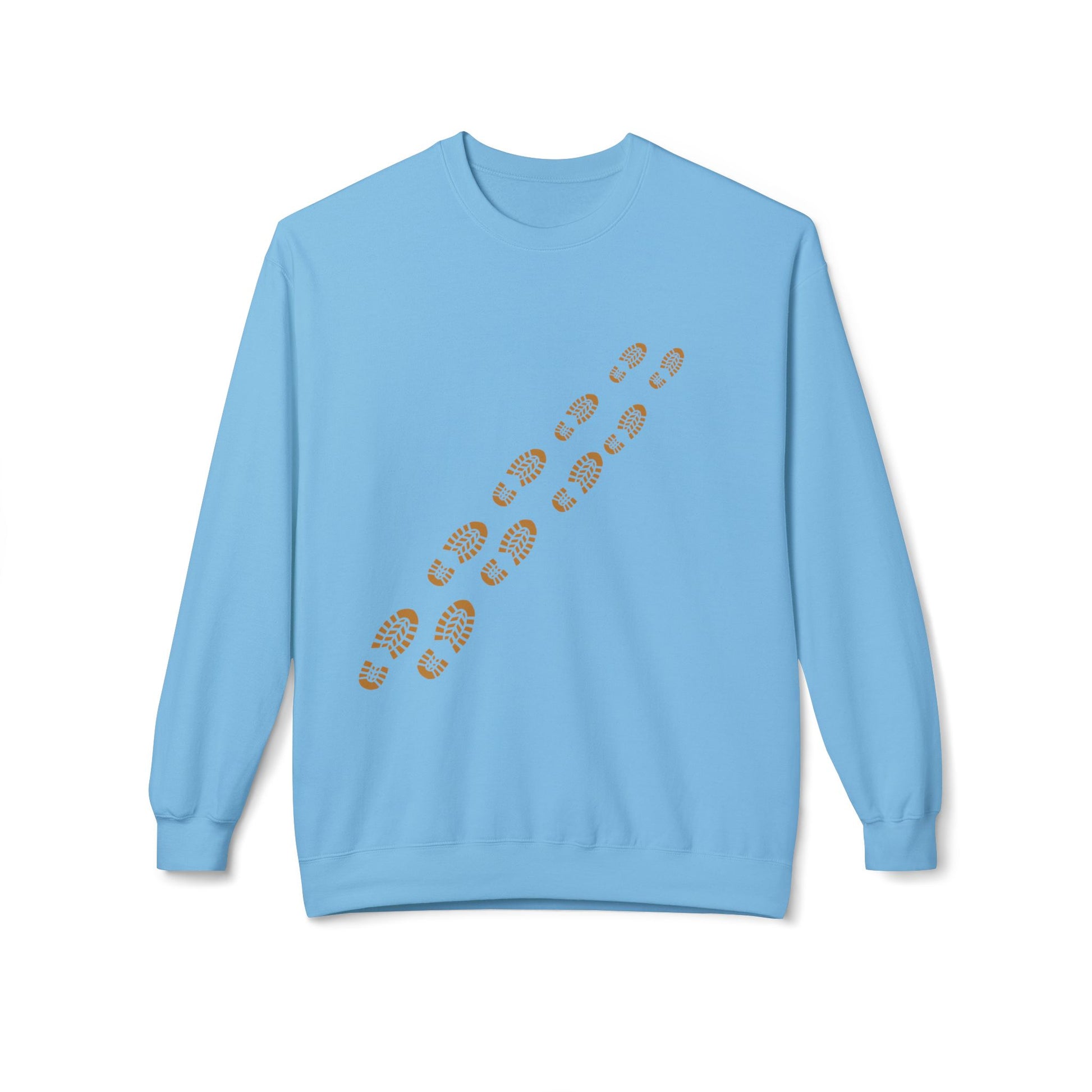 Crewneck Sweatshirt - Golden Bootprint Trail Graphic (Outdoor Hiking, Adventure Gift)