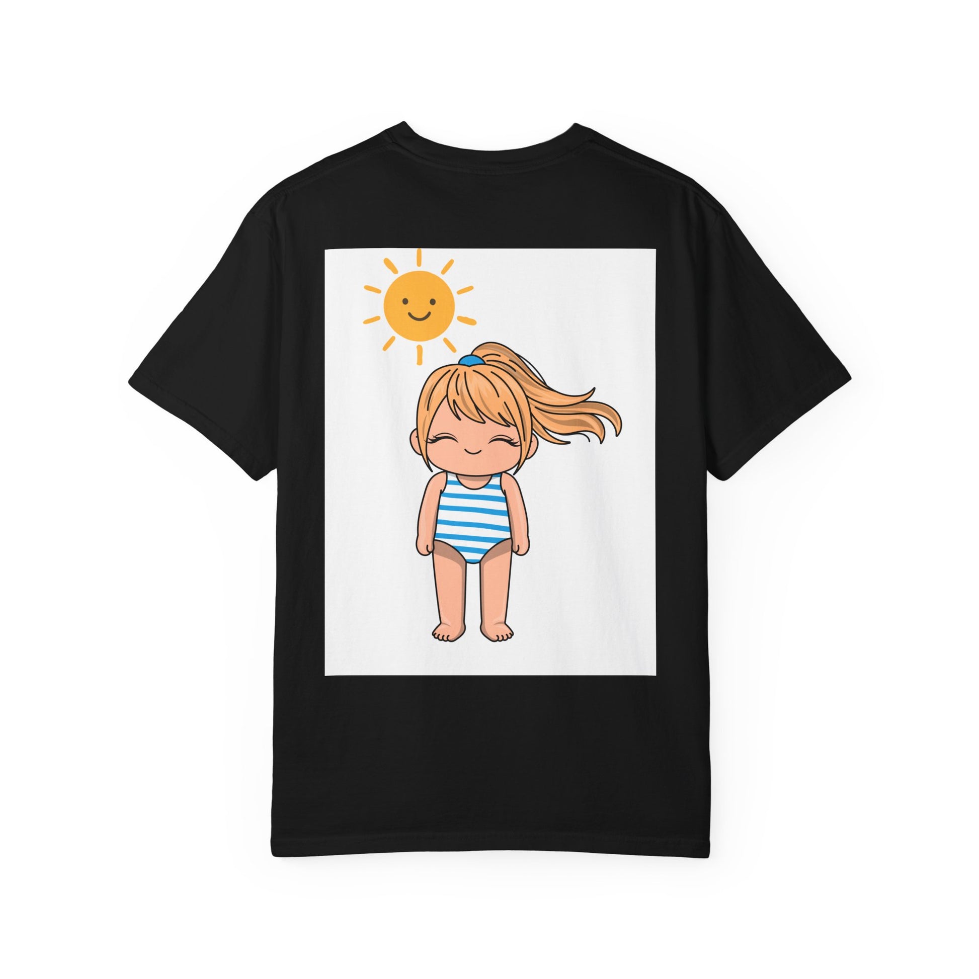 Cute Girl in Swimsuit T-Shirt — Sunny Beach Cartoon Tee