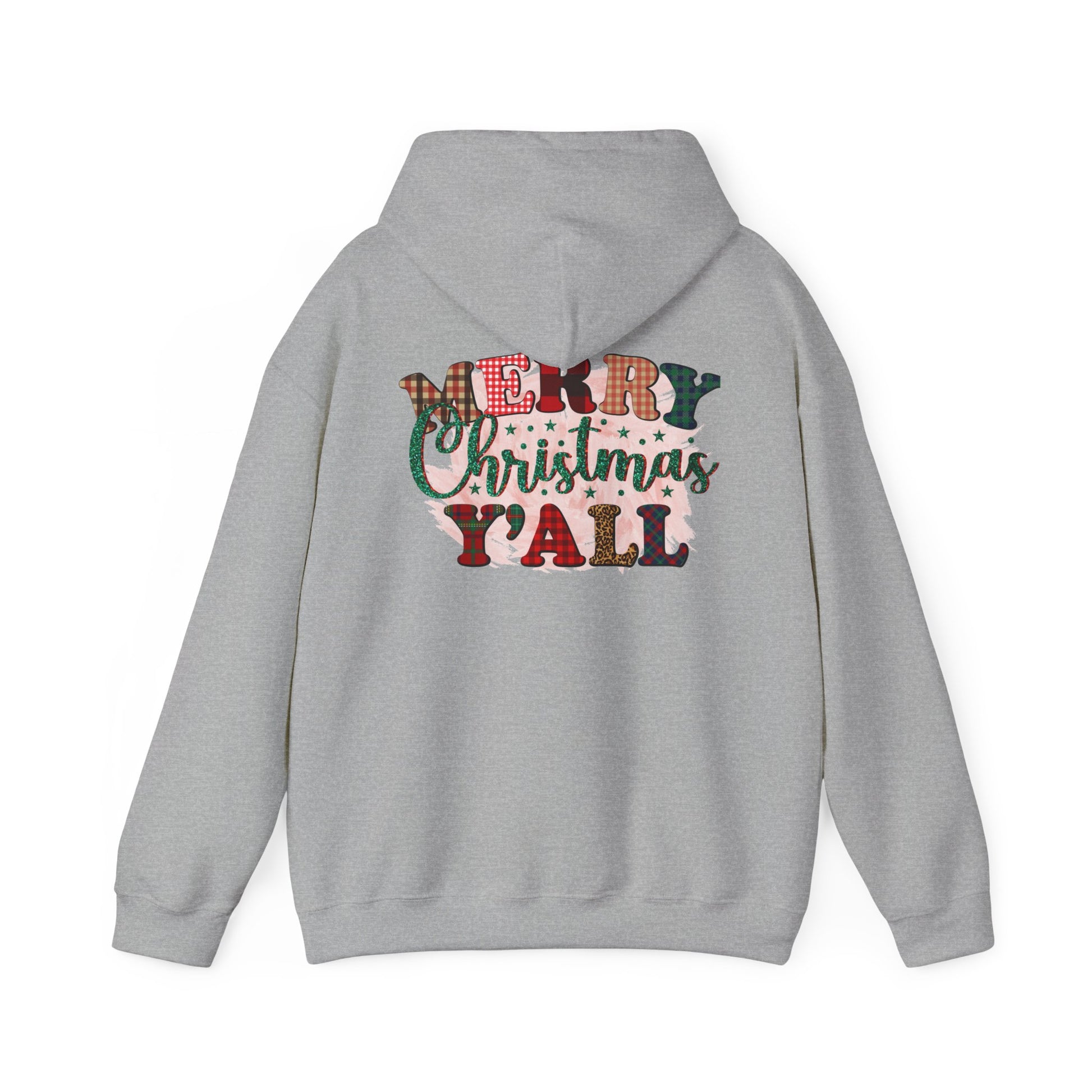 Merry Christmas Y'all Hoodie – Plaid Holiday Graphic Hooded Sweatshirt