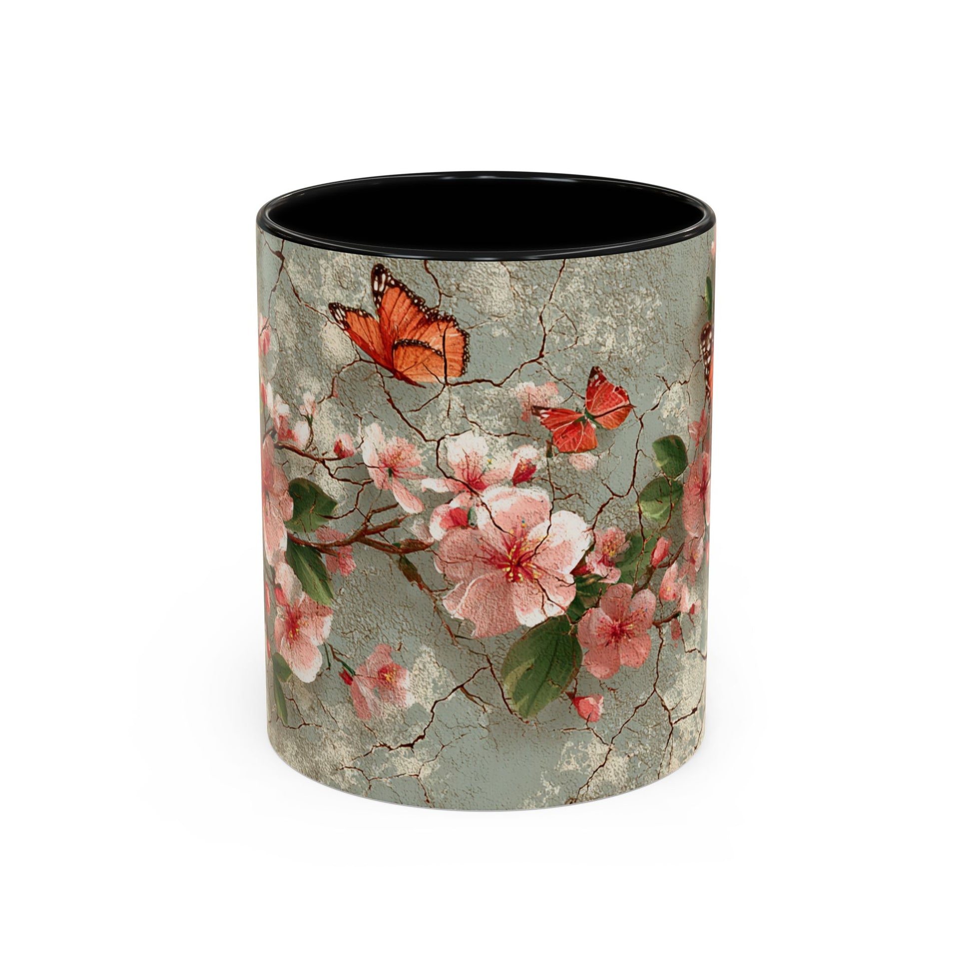 Floral Butterfly Accent Coffee Mug, Spring Gift, Kitchen Decor, Nature Lover Mug, Tea Cup