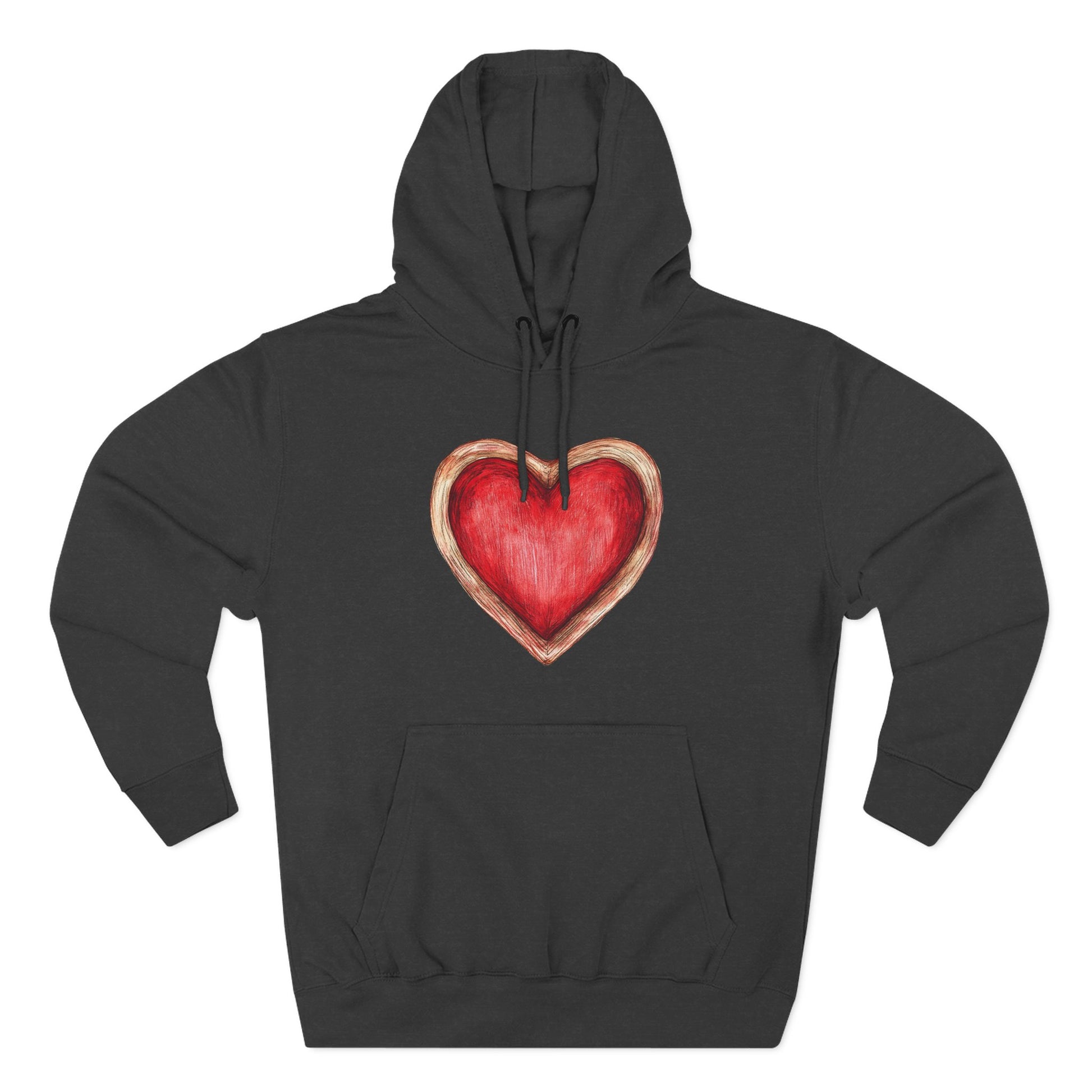 Heart Watercolor Hoodie — Hand-Painted Red Heart Pullover for Valentine's Day