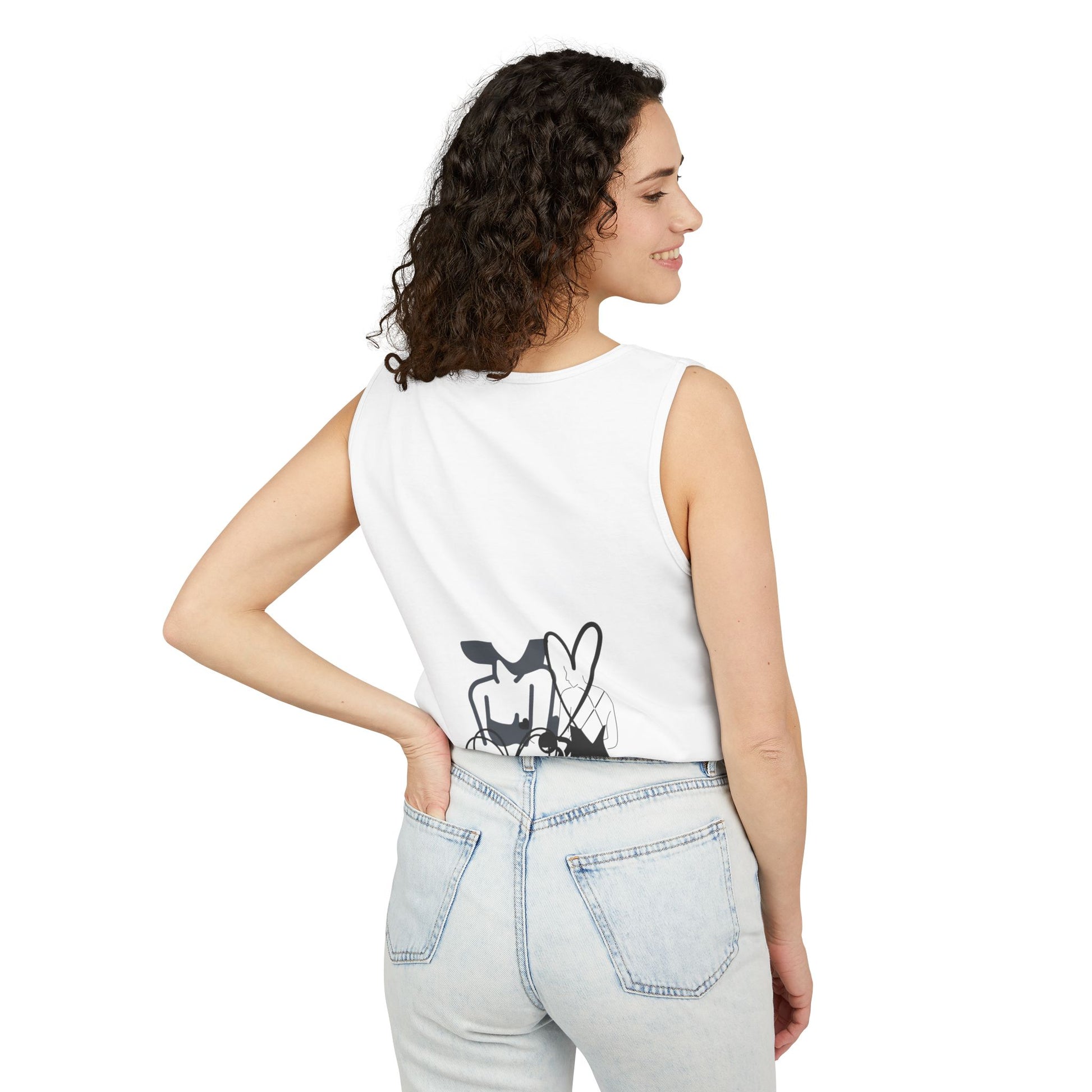 Abstract Love Graphic Tank Top — Minimalist Couple Heart Artwork