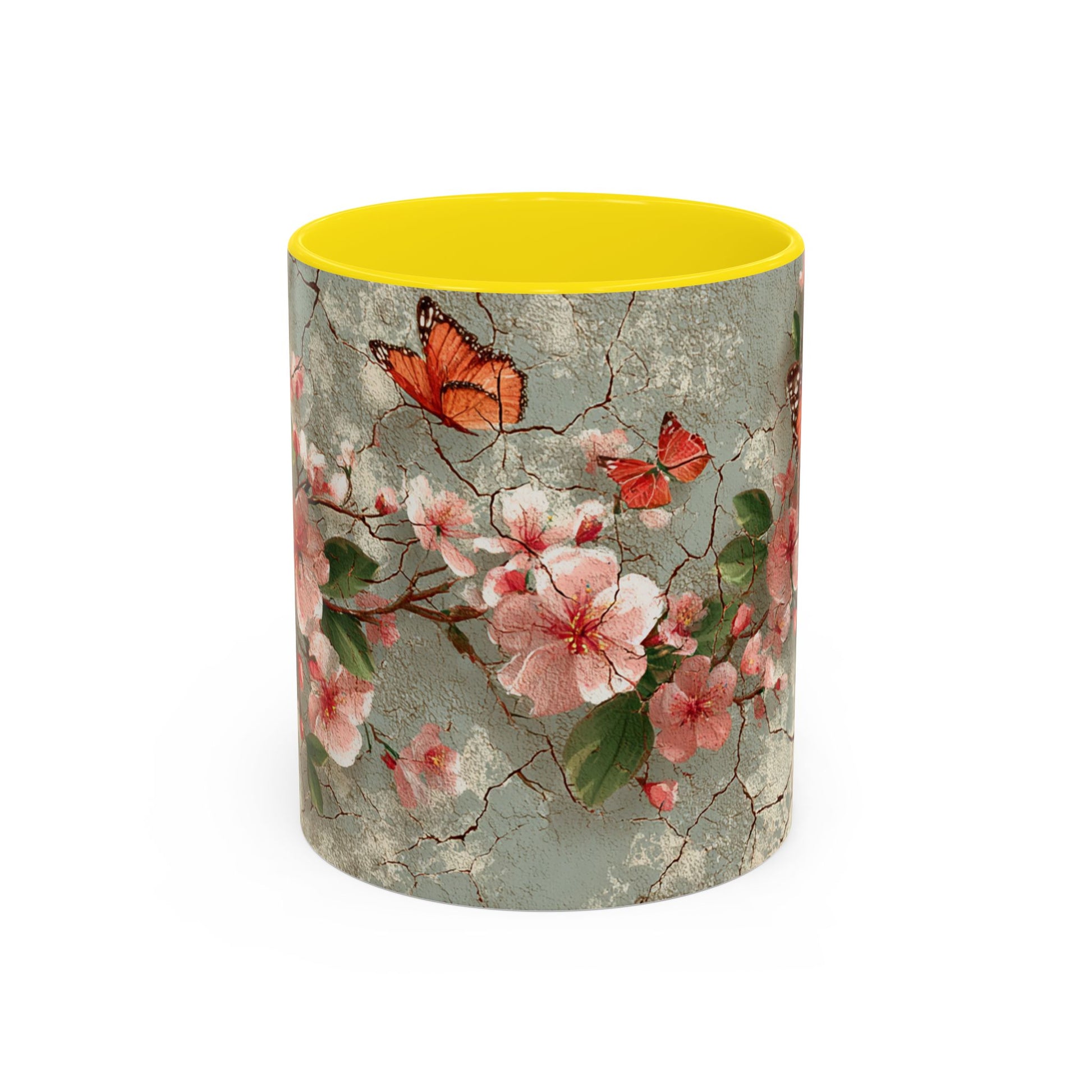 Floral Butterfly Accent Coffee Mug, Spring Gift, Kitchen Decor, Nature Lover Mug, Tea Cup