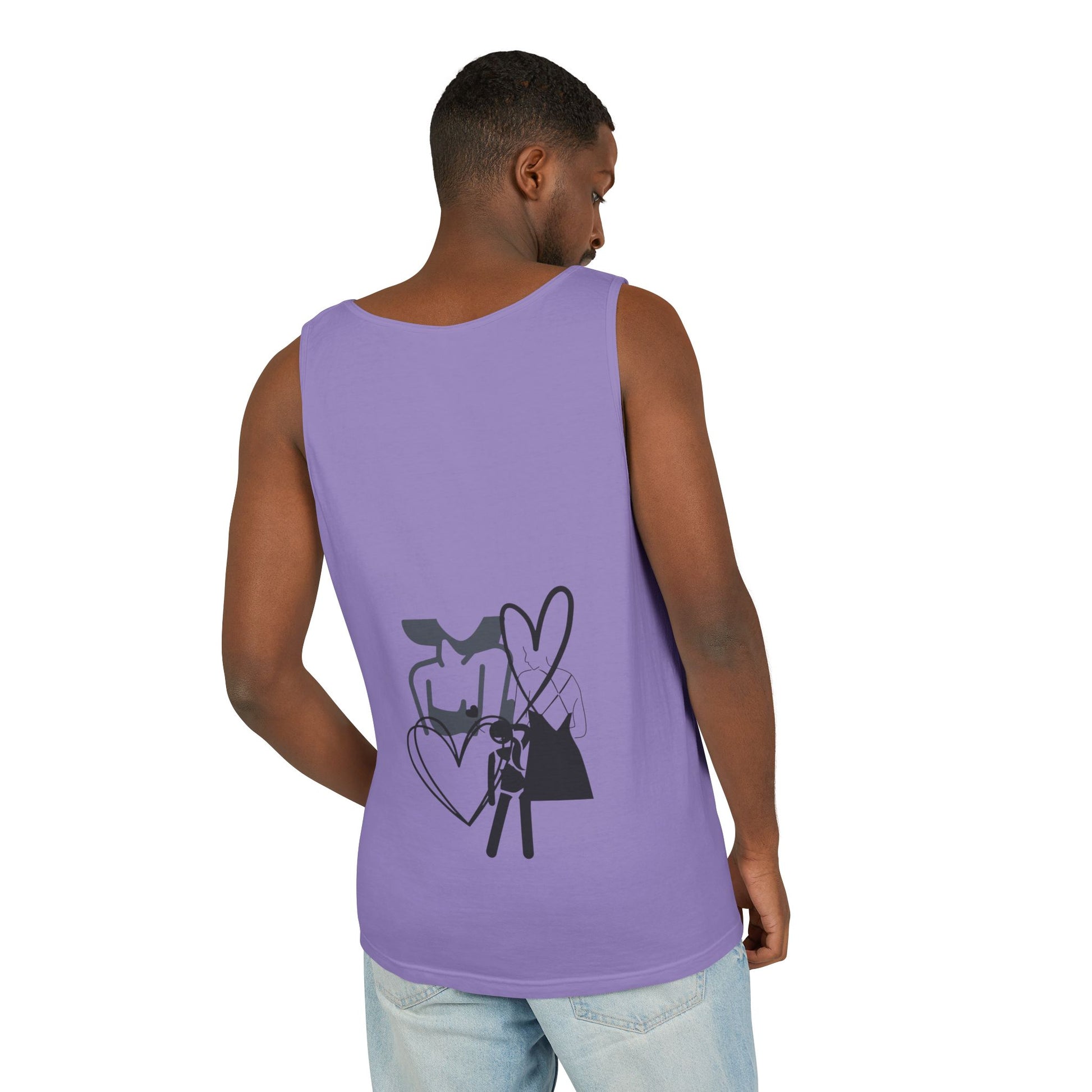 Abstract Love Graphic Tank Top — Minimalist Couple Heart Artwork