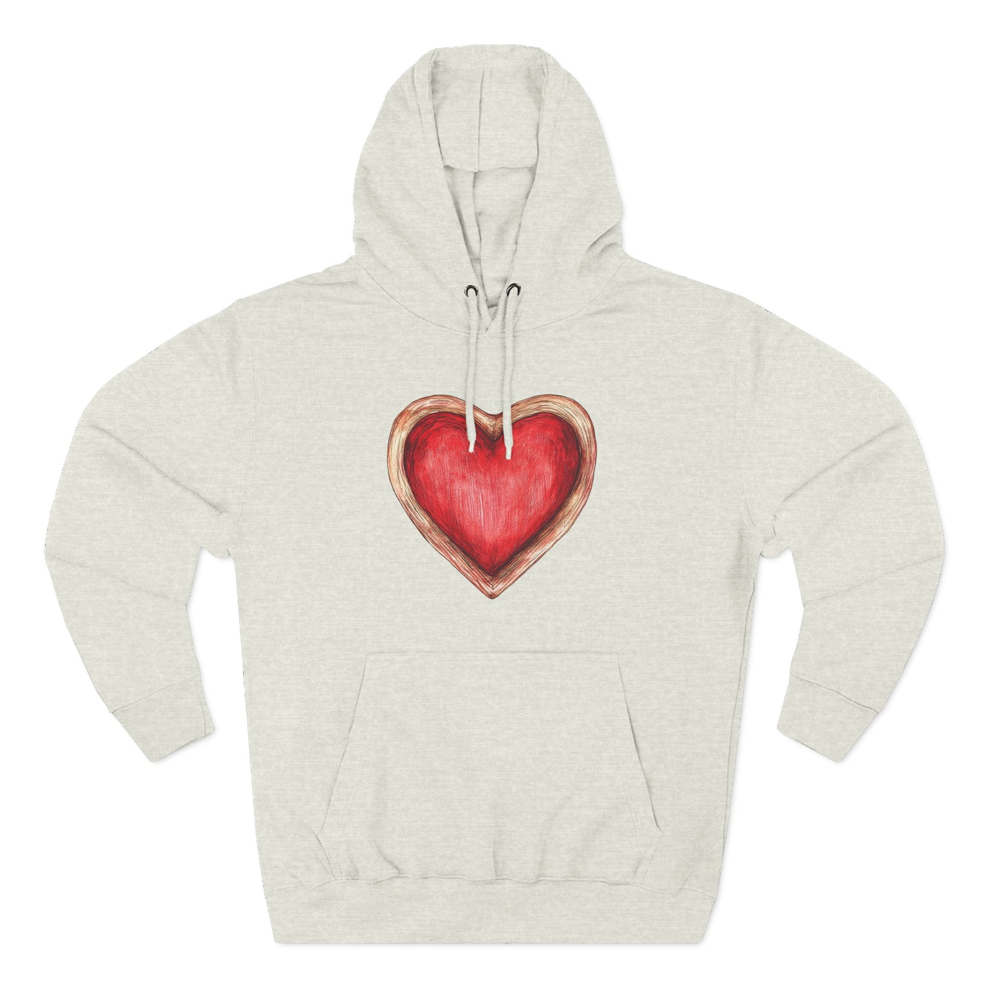 Heart Watercolor Hoodie — Hand-Painted Red Heart Pullover for Valentine's Day