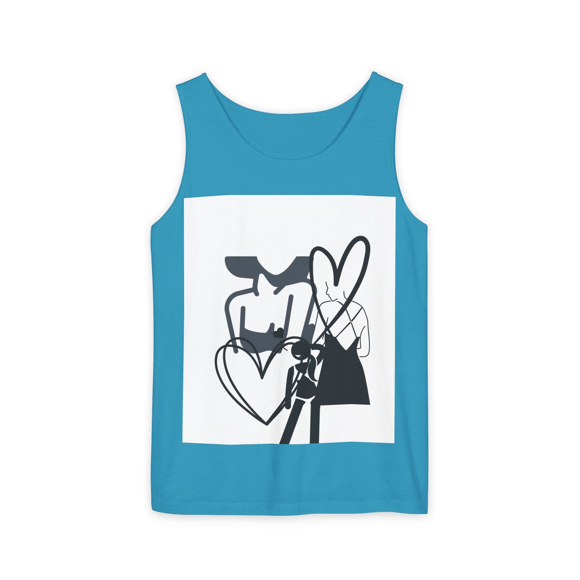 Abstract Love Graphic Tank Top — Minimalist Couple Heart Artwork
