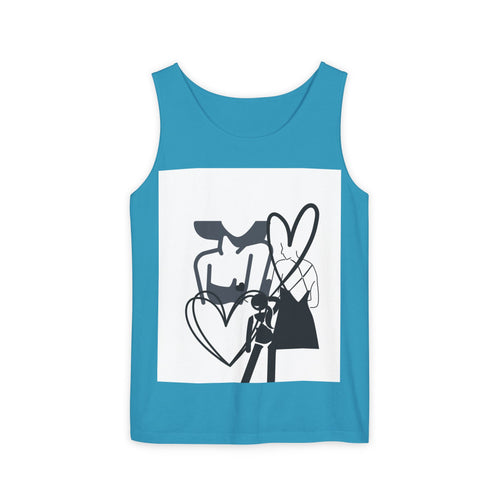 Abstract Love Graphic Tank Top — Minimalist Couple Heart Artwork