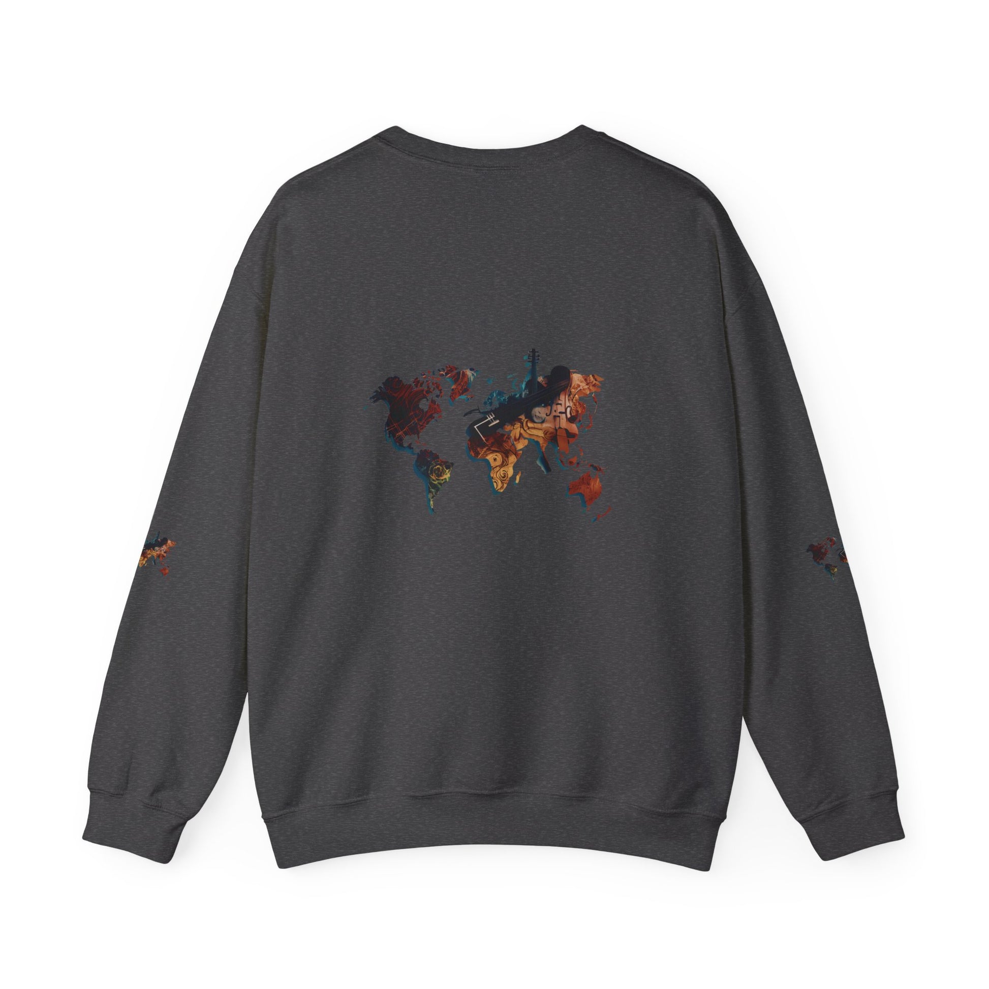 World Map Marble Crewneck Sweatshirt — Artistic Travel Map Pullover