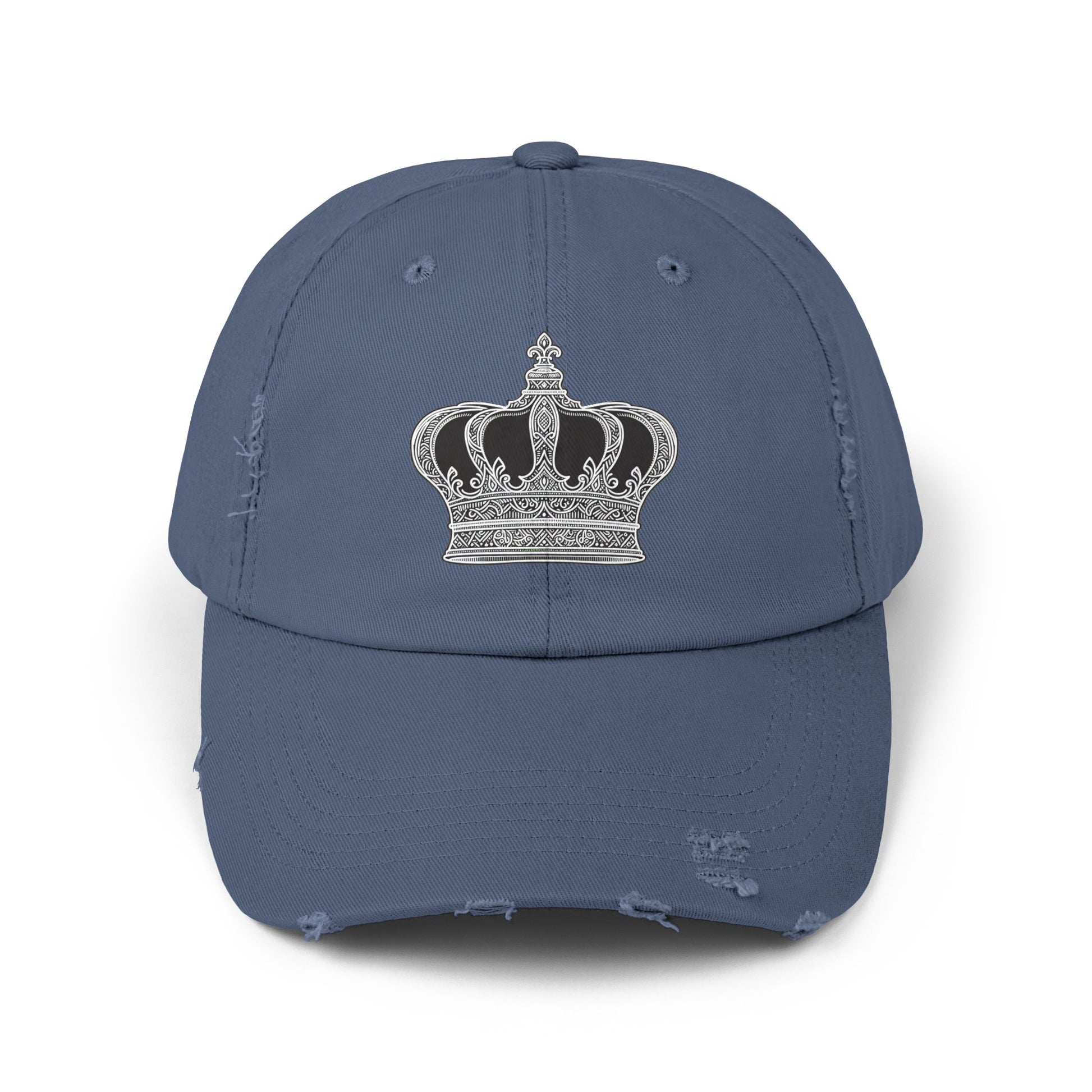 Crown Embroidered Unisex Distressed Cap