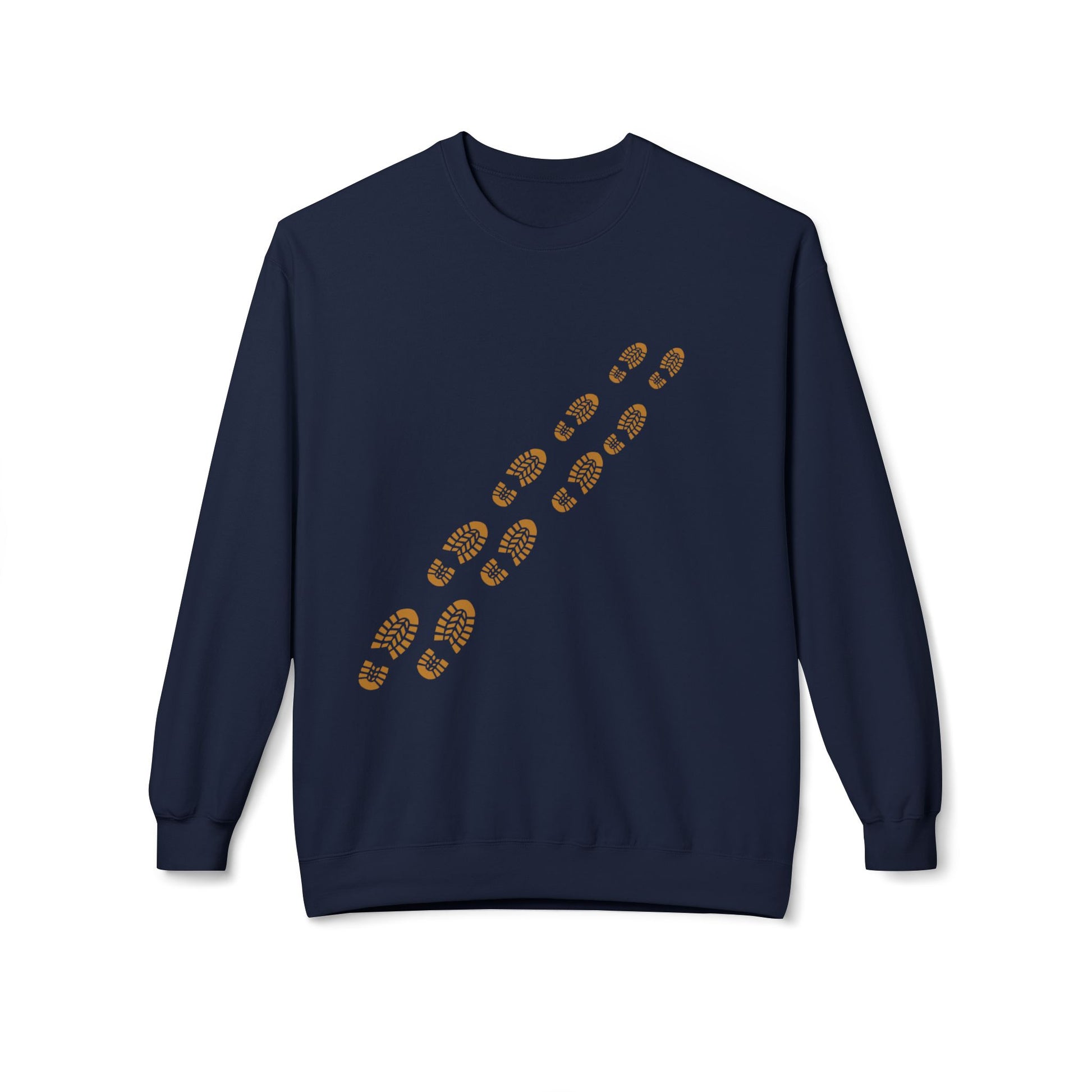 Crewneck Sweatshirt - Golden Bootprint Trail Graphic (Outdoor Hiking, Adventure Gift)