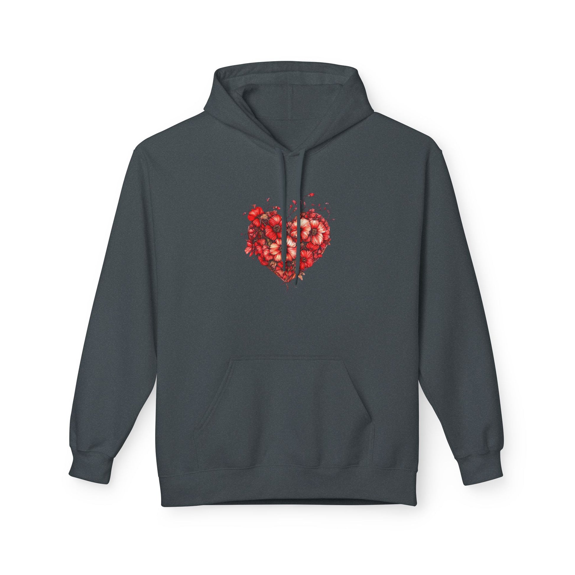 Watercolor Rose Heart Hoodie — Floral Valentine Pullover
