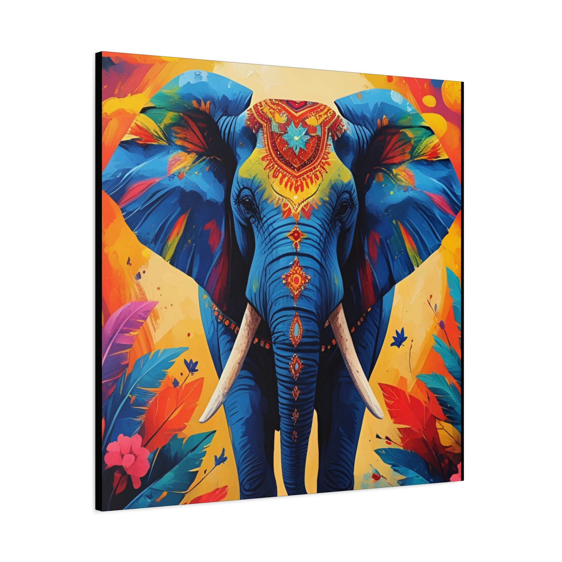 Vibrant Elephant Canvas Print, Colorful Wall Art, Bohemian Home Decor, Unique Gift, Jungle Theme Decoration