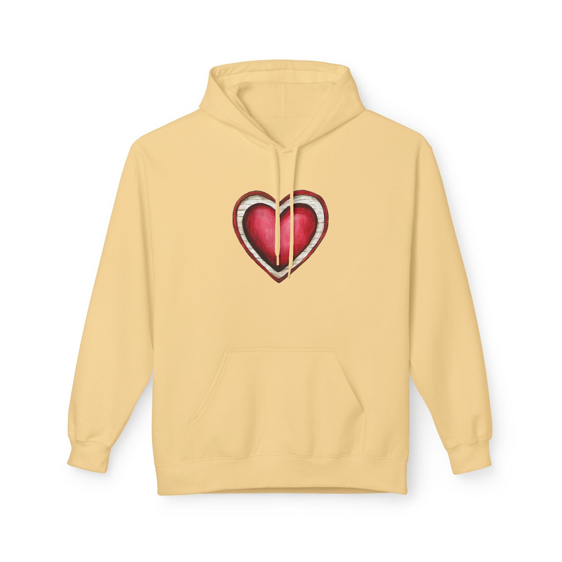 Heart Graphic Hoodie — Vintage Red Heart Chest Design