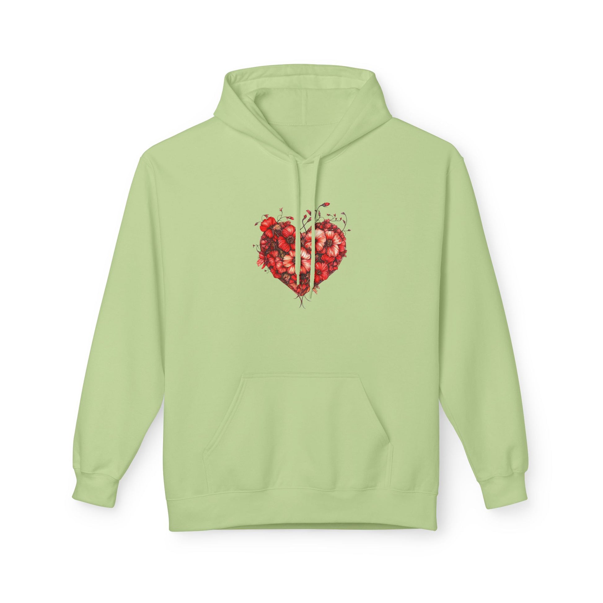 Watercolor Rose Heart Hoodie — Floral Valentine Pullover