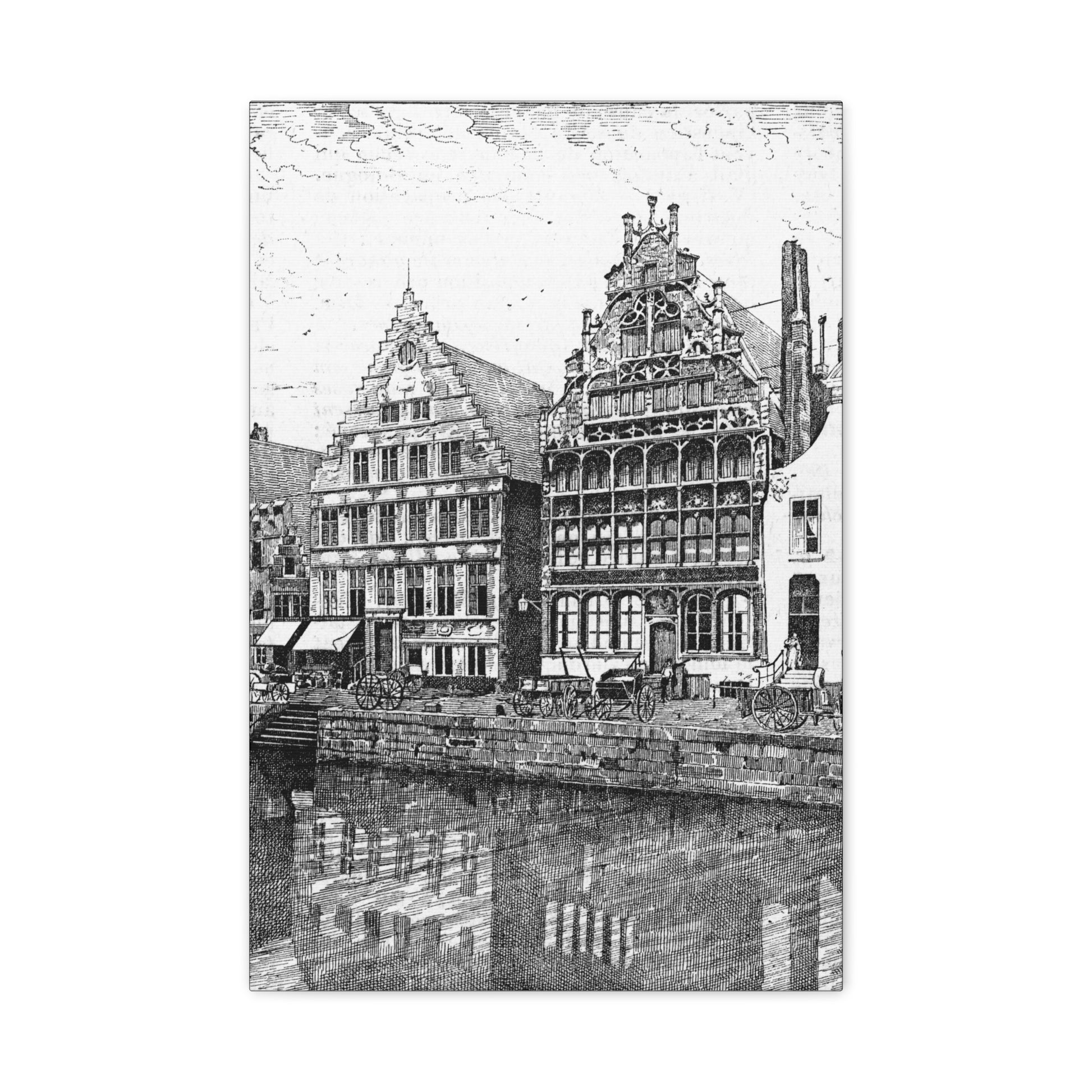 Artistic Matte Canvas Wall Art, Black and White Building Print, Home Decor