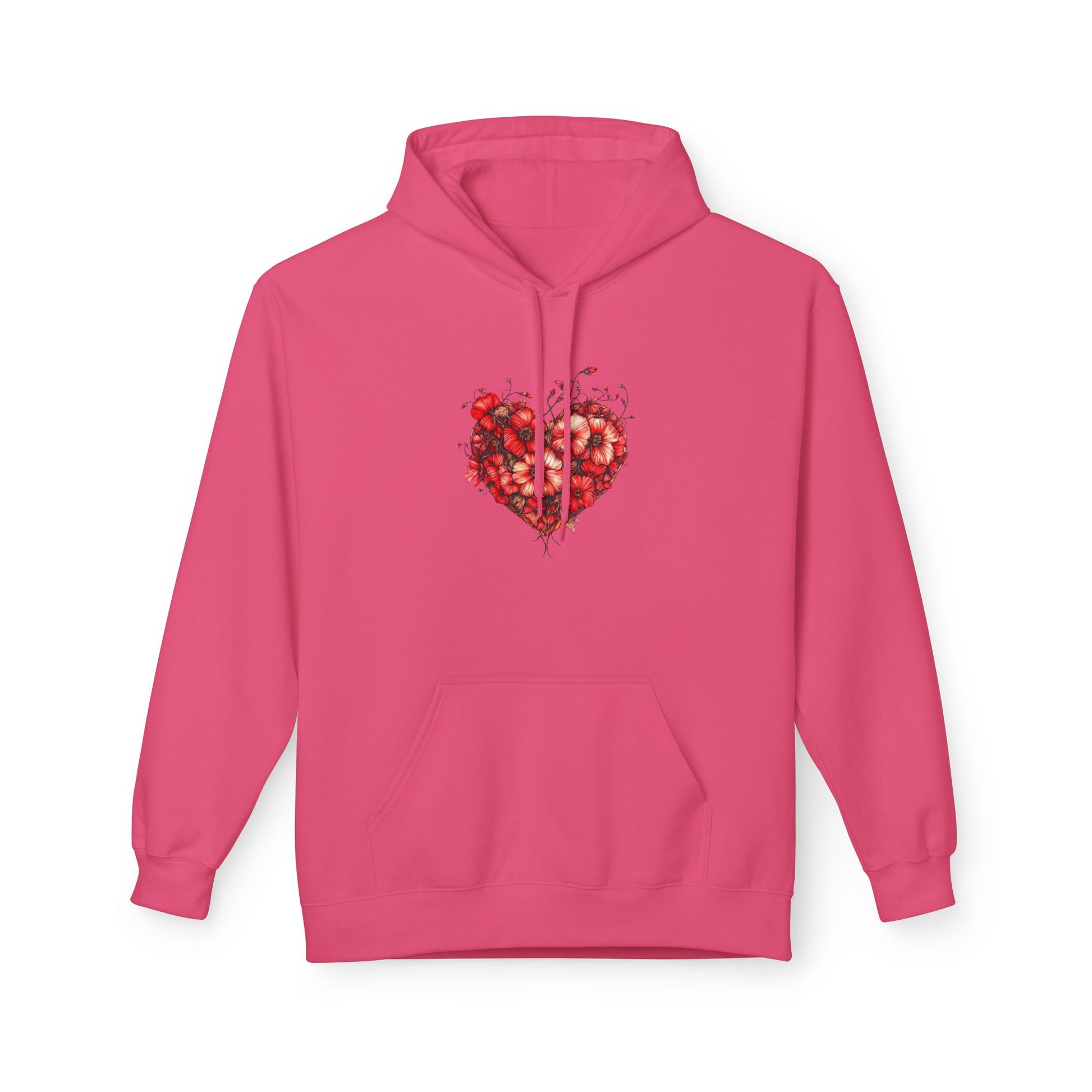 Watercolor Rose Heart Hoodie — Floral Valentine Pullover