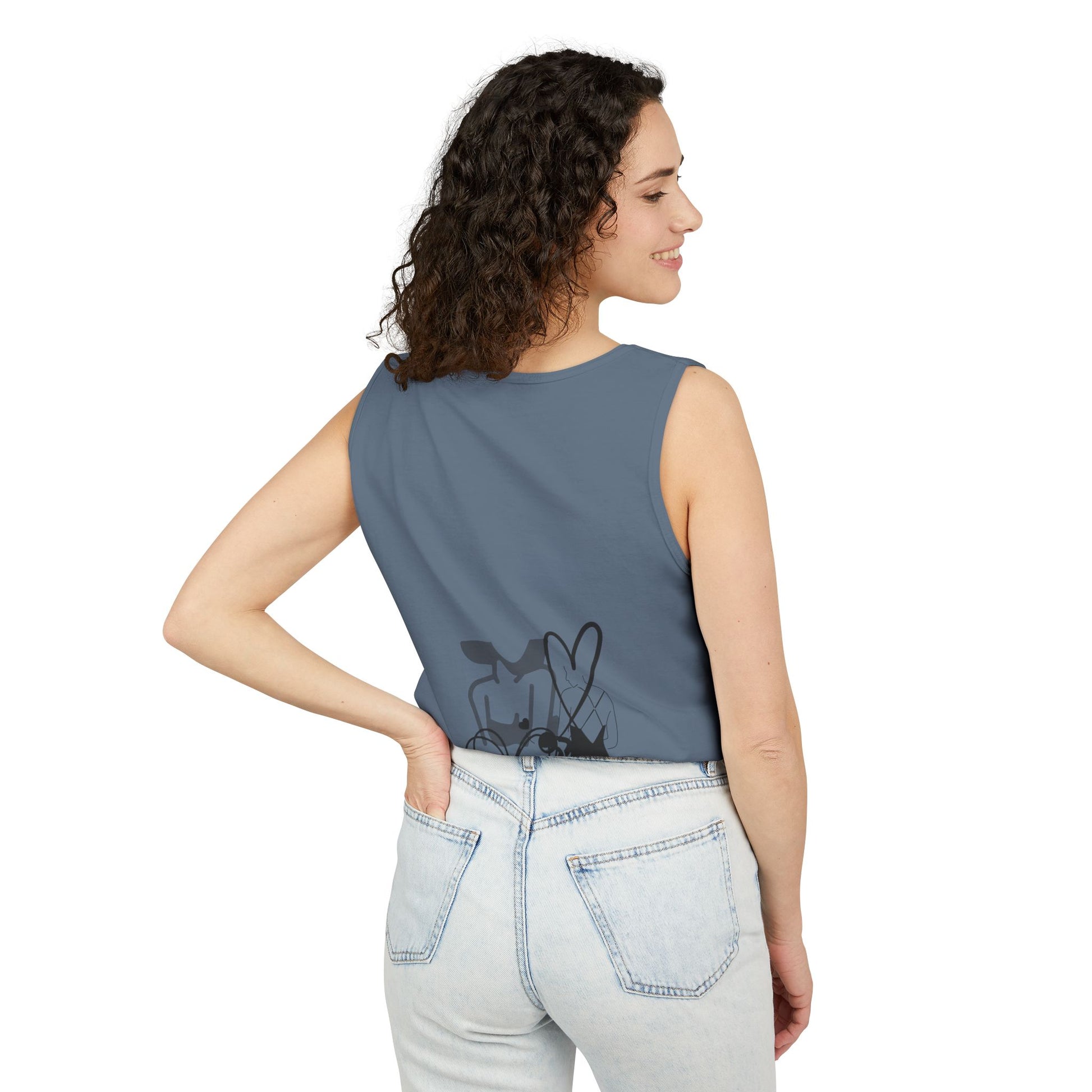 Abstract Love Graphic Tank Top — Minimalist Couple Heart Artwork