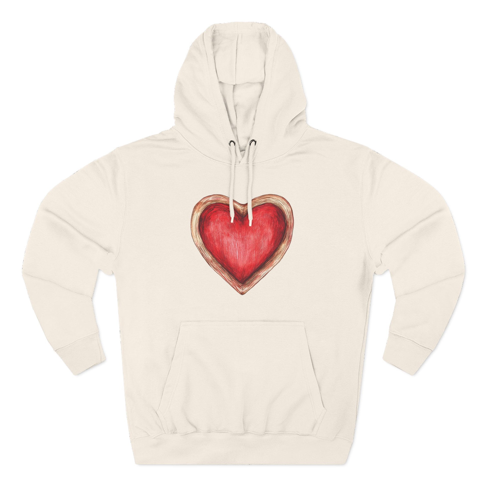 Heart Watercolor Hoodie — Hand-Painted Red Heart Pullover for Valentine's Day