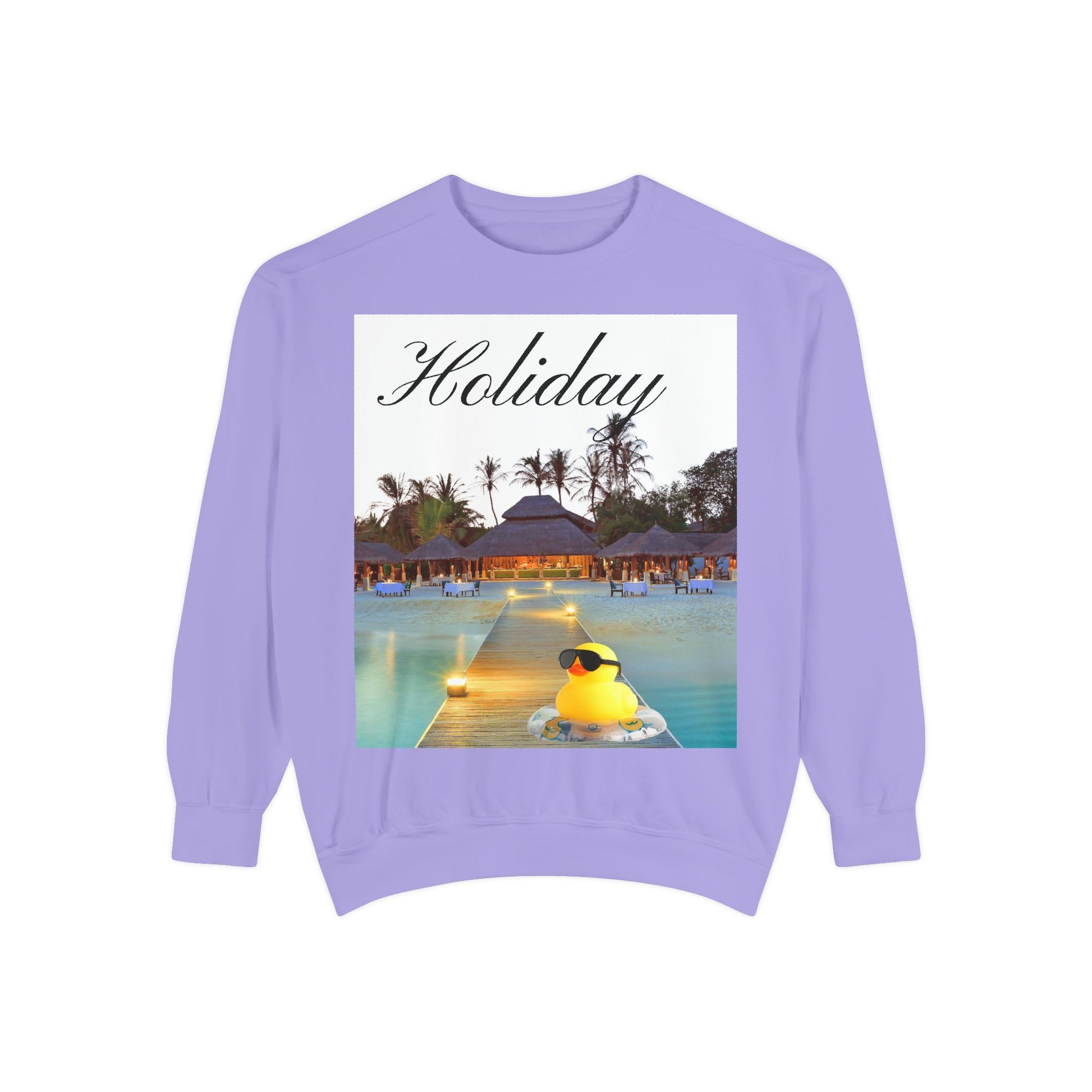 Holiday Rubber Duck Sweatshirt — Tropical Beach Graphic Sweatshirt