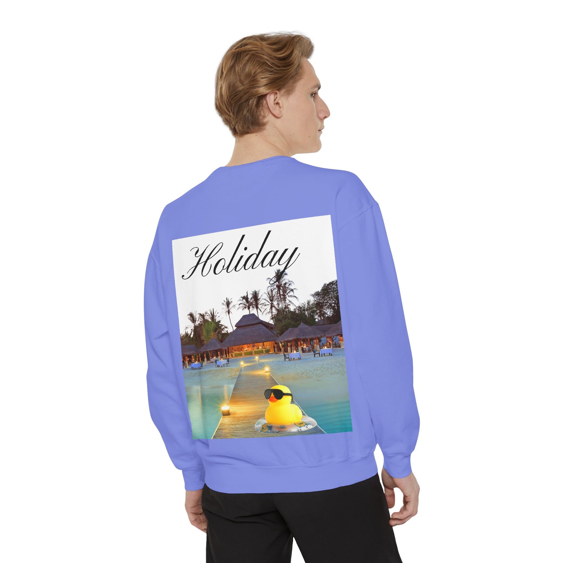 Holiday Rubber Duck Sweatshirt — Tropical Beach Graphic Sweatshirt