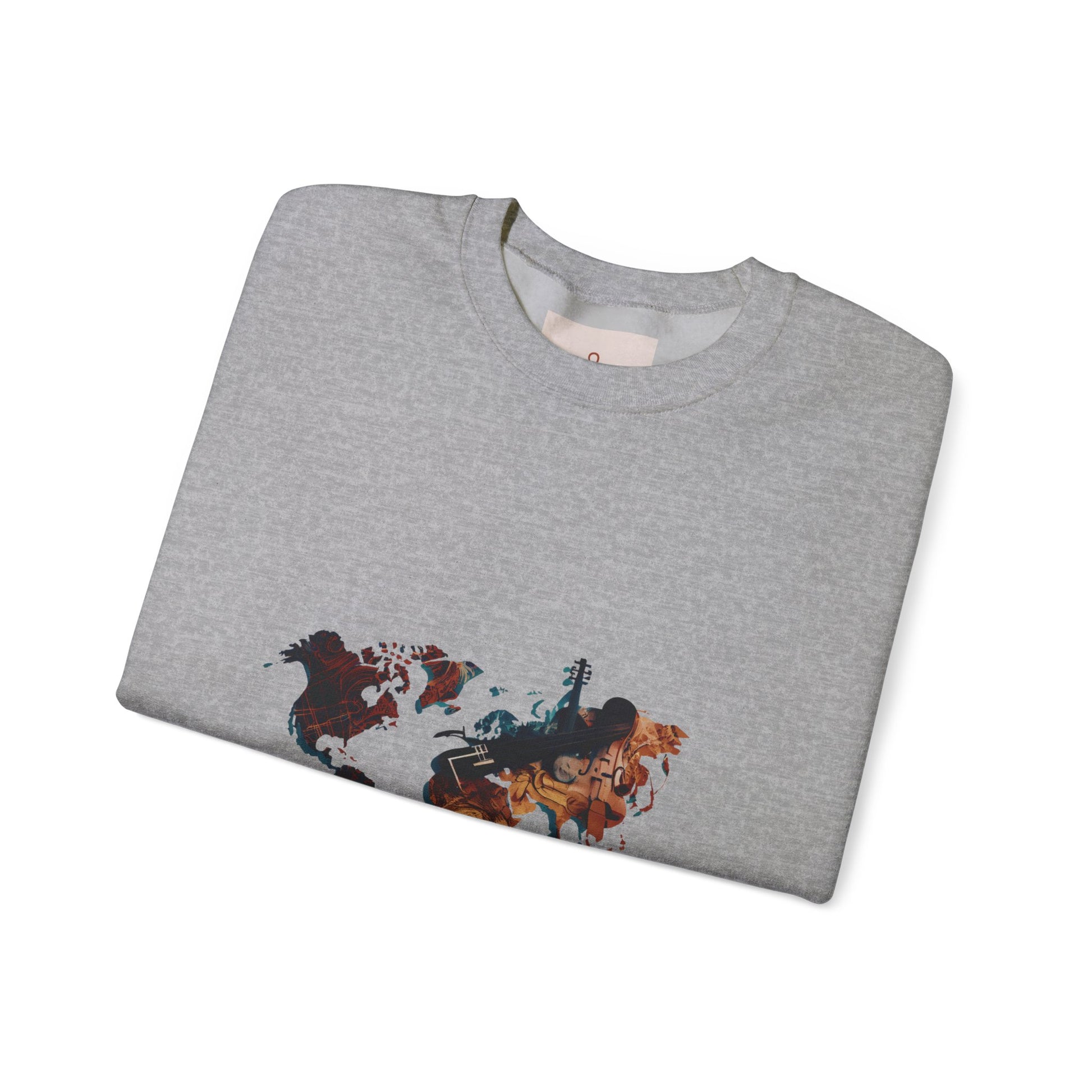 World Map Marble Crewneck Sweatshirt — Artistic Travel Map Pullover