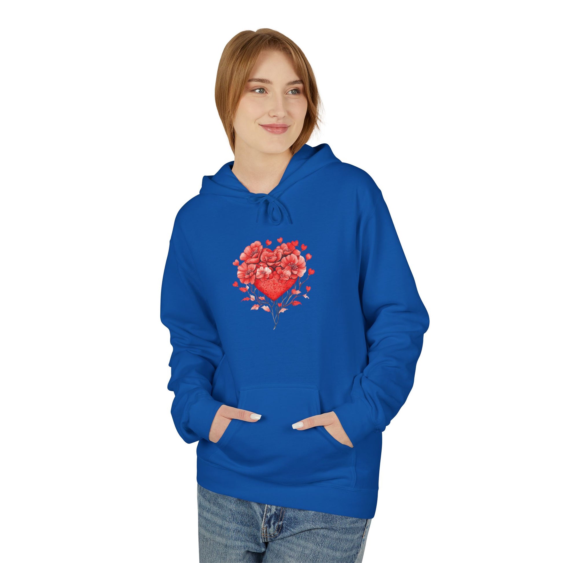 Heart of Roses Hoodie — Floral Heart Graphic Sweatshirt for Valentine's Day